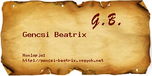 Gencsi Beatrix névjegykártya